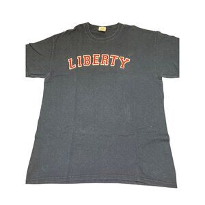 Liberty University Gildan Cotton T-Shirt Navy Blue Red Letters College Sz Large